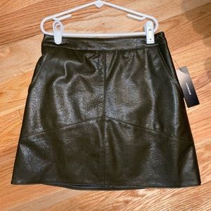 Deep green leather skirt